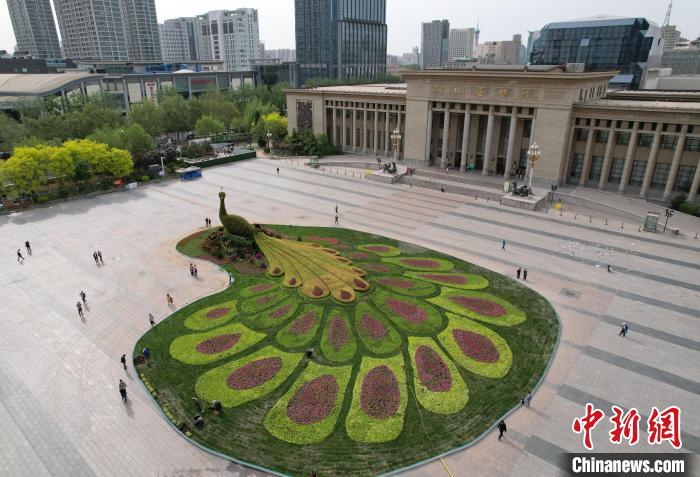 圖為航拍花壇。(無人機照片) 翟羽佳 攝