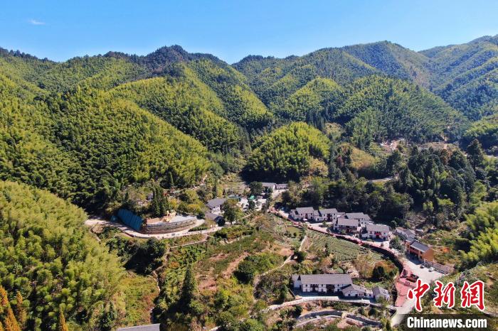 航拍江西井岡山市神山村，青山環(huán)繞，風(fēng)景秀美。　劉力鑫 攝
