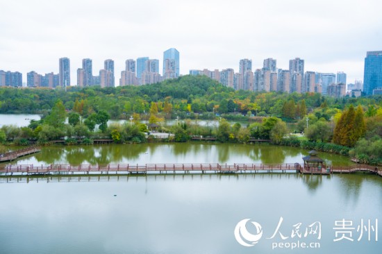 秋日時(shí)節(jié)，觀山湖公園景色美不勝收。人民網(wǎng) 陽茜攝