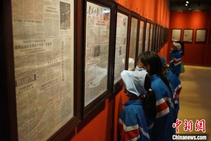 資料圖為玉樹市第四完小學(xué)生參觀鑄牢中華民族共同體意識主題展?！『F龍 攝