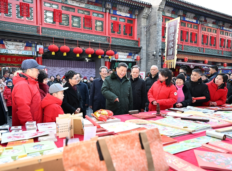 2024年2月1日，習(xí)近平總書記在天津古文化街考察。
