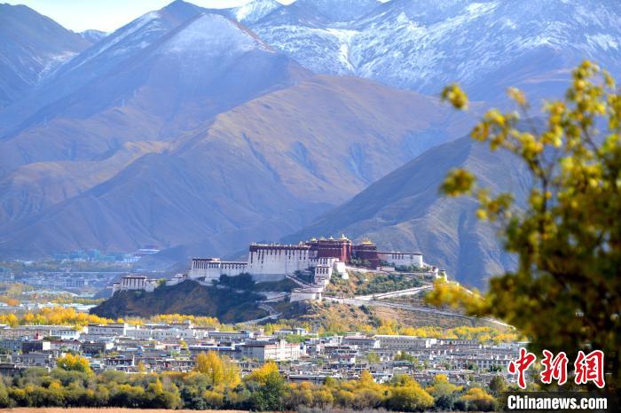 10月24日，雪山、布達(dá)拉宮和秋色組成“風(fēng)景畫”?！〗w波 攝